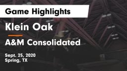 Klein Oak  vs A&M Consolidated  Game Highlights - Sept. 25, 2020