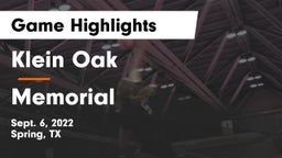 Klein Oak  vs Memorial  Game Highlights - Sept. 6, 2022