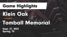 Klein Oak  vs Tomball Memorial  Game Highlights - Sept. 27, 2022
