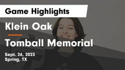 Klein Oak  vs Tomball Memorial  Game Highlights - Sept. 26, 2023