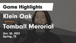Klein Oak  vs Tomball Merorial Game Highlights - Oct. 20, 2023