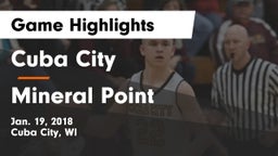 Cuba City  vs Mineral Point  Game Highlights - Jan. 19, 2018