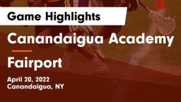 Canandaigua Academy  vs Fairport  Game Highlights - April 20, 2022