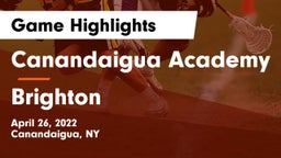 Canandaigua Academy  vs Brighton  Game Highlights - April 26, 2022