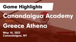 Canandaigua Academy  vs Greece Athena  Game Highlights - May 10, 2022