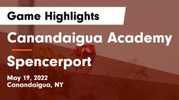 Canandaigua Academy  vs Spencerport  Game Highlights - May 19, 2022