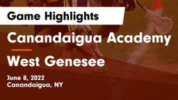 Canandaigua Academy  vs West Genesee  Game Highlights - June 8, 2022