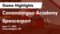 Canandaigua Academy  vs Spencerport  Game Highlights - April 11, 2023