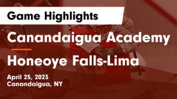 Canandaigua Academy  vs Honeoye Falls-Lima  Game Highlights - April 25, 2023