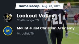 Recap: Lookout Valley  vs. Mount Juliet Christian Academy  2020