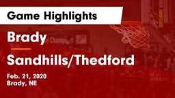 Brady  vs Sandhills/Thedford Game Highlights - Feb. 21, 2020