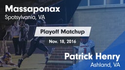 Matchup: Massaponax High vs. Patrick Henry  2016