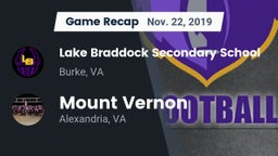 Recap: Lake Braddock Secondary School vs. Mount Vernon   2019