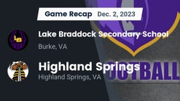 Recap: Lake Braddock Secondary School vs. Highland Springs  2023