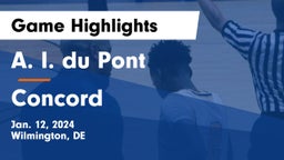 A. I. du Pont  vs Concord   Game Highlights - Jan. 12, 2024