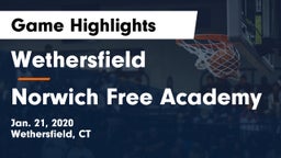 Wethersfield  vs Norwich Free Academy Game Highlights - Jan. 21, 2020