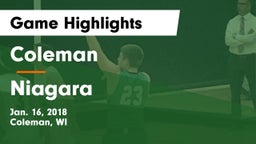 Coleman  vs Niagara Game Highlights - Jan. 16, 2018