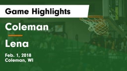 Coleman  vs Lena Game Highlights - Feb. 1, 2018