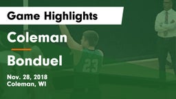Coleman  vs Bonduel  Game Highlights - Nov. 28, 2018