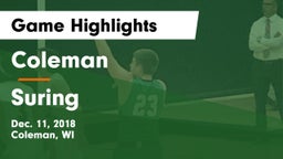 Coleman  vs Suring  Game Highlights - Dec. 11, 2018