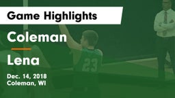 Coleman  vs Lena Game Highlights - Dec. 14, 2018