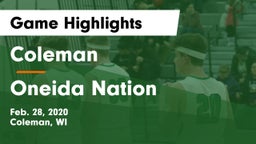 Coleman  vs Oneida Nation  Game Highlights - Feb. 28, 2020