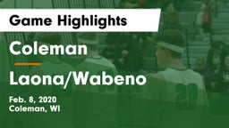 Coleman  vs Laona/Wabeno Game Highlights - Feb. 8, 2020