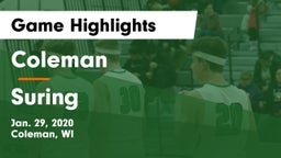 Coleman  vs Suring  Game Highlights - Jan. 29, 2020