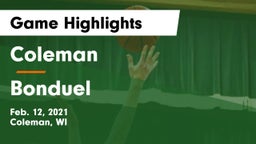 Coleman  vs Bonduel  Game Highlights - Feb. 12, 2021