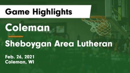Coleman  vs Sheboygan Area Lutheran  Game Highlights - Feb. 26, 2021