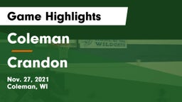 Coleman  vs Crandon  Game Highlights - Nov. 27, 2021