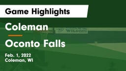 Coleman  vs Oconto Falls  Game Highlights - Feb. 1, 2022