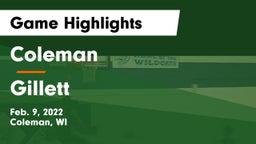 Coleman  vs Gillett Game Highlights - Feb. 9, 2022