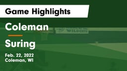 Coleman  vs Suring  Game Highlights - Feb. 22, 2022
