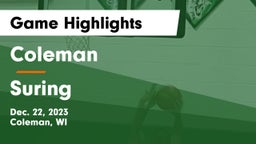 Coleman  vs Suring  Game Highlights - Dec. 22, 2023