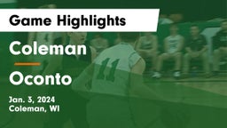 Coleman  vs Oconto  Game Highlights - Jan. 3, 2024