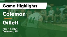 Coleman  vs Gillett  Game Highlights - Jan. 14, 2024