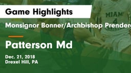 Monsignor Bonner/Archbishop Prendergast Catholic vs Patterson Md Game Highlights - Dec. 21, 2018