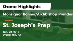 Monsignor Bonner/Archbishop Prendergast Catholic vs St. Joseph's Prep  Game Highlights - Jan. 20, 2019