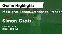 Monsignor Bonner/Archbishop Prendergast Catholic vs Simon Gratz  Game Highlights - Feb. 28, 2024