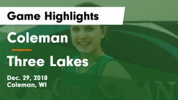 Coleman  vs Three Lakes Game Highlights - Dec. 29, 2018