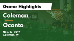 Coleman  vs Oconto  Game Highlights - Nov. 27, 2019