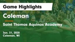 Coleman  vs Saint Thomas Aquinas Academy Game Highlights - Jan. 31, 2020