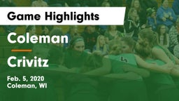 Coleman  vs Crivitz Game Highlights - Feb. 5, 2020