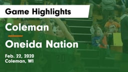 Coleman  vs Oneida Nation  Game Highlights - Feb. 22, 2020