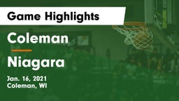 Coleman  vs Niagara  Game Highlights - Jan. 16, 2021