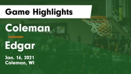 Coleman  vs Edgar  Game Highlights - Jan. 16, 2021