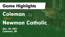 Coleman  vs Newman Catholic Game Highlights - Dec. 28, 2021