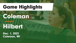 Coleman  vs Hilbert  Game Highlights - Dec. 1, 2023