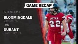 Recap: Bloomingdale  vs. Durant  2016